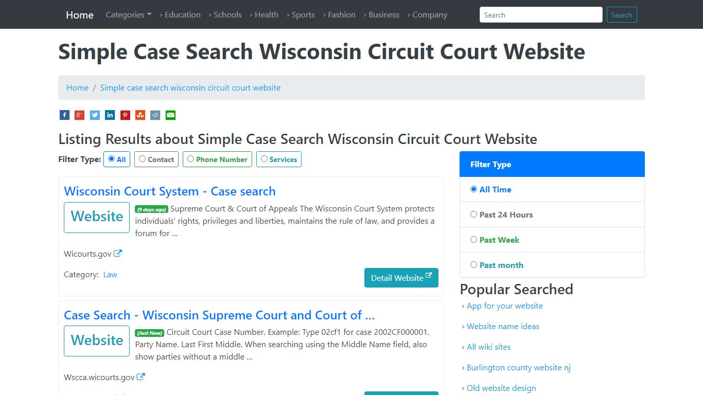 Simple Case Search Wisconsin Circuit Court Website